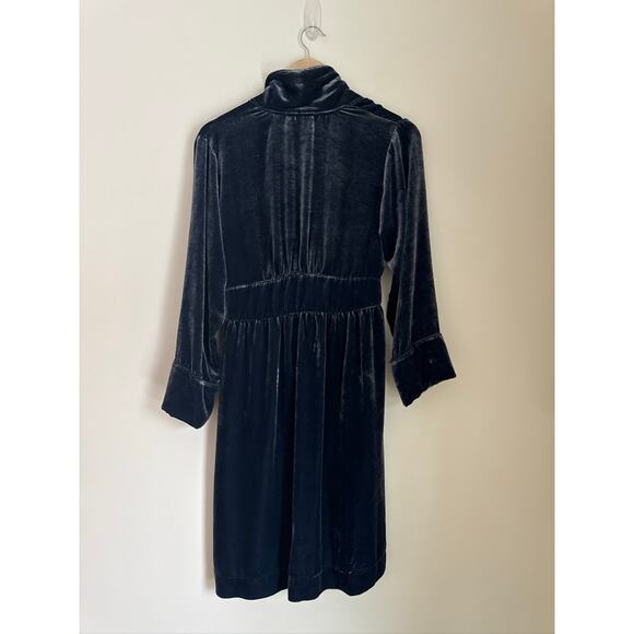 Soft Surroundings Silk Velvet Robe Navy Small, Vintage Style - Picture 5 of 7